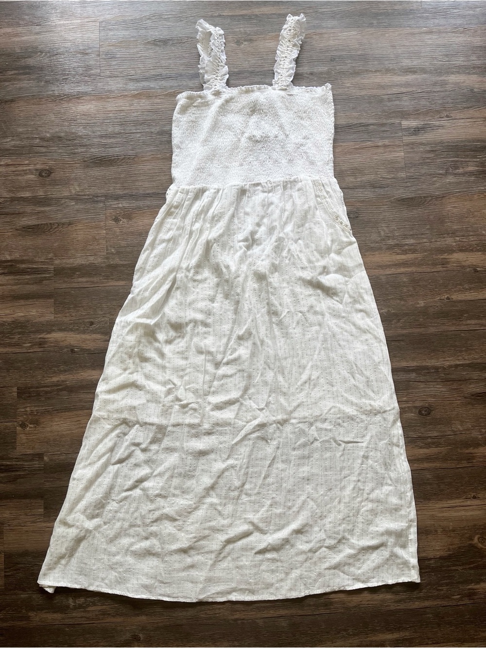 Barok Paris Anthropology White Smocked Maxi Dress